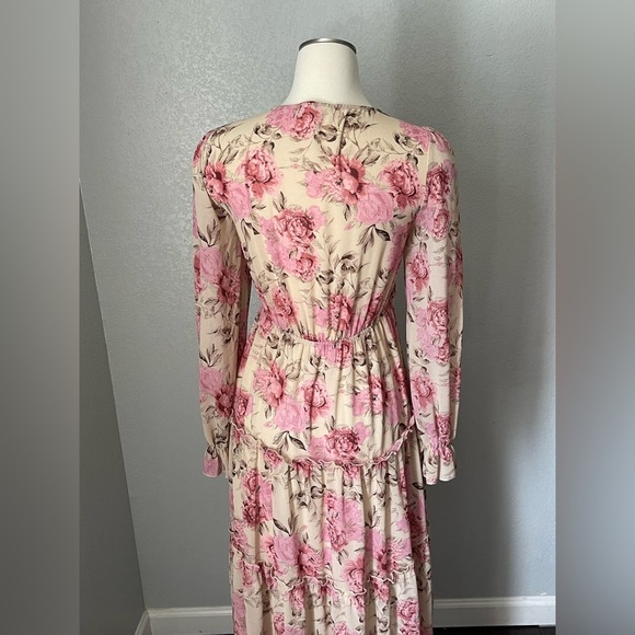 eesome Pink and Red Smocked Sundress with Bishop Sleeves - Picture 4 of 5